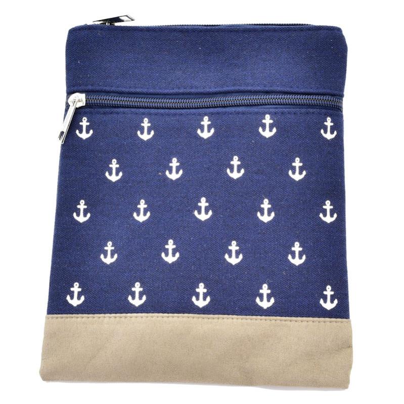 Handtasche Canvas Crossbag Anker blau